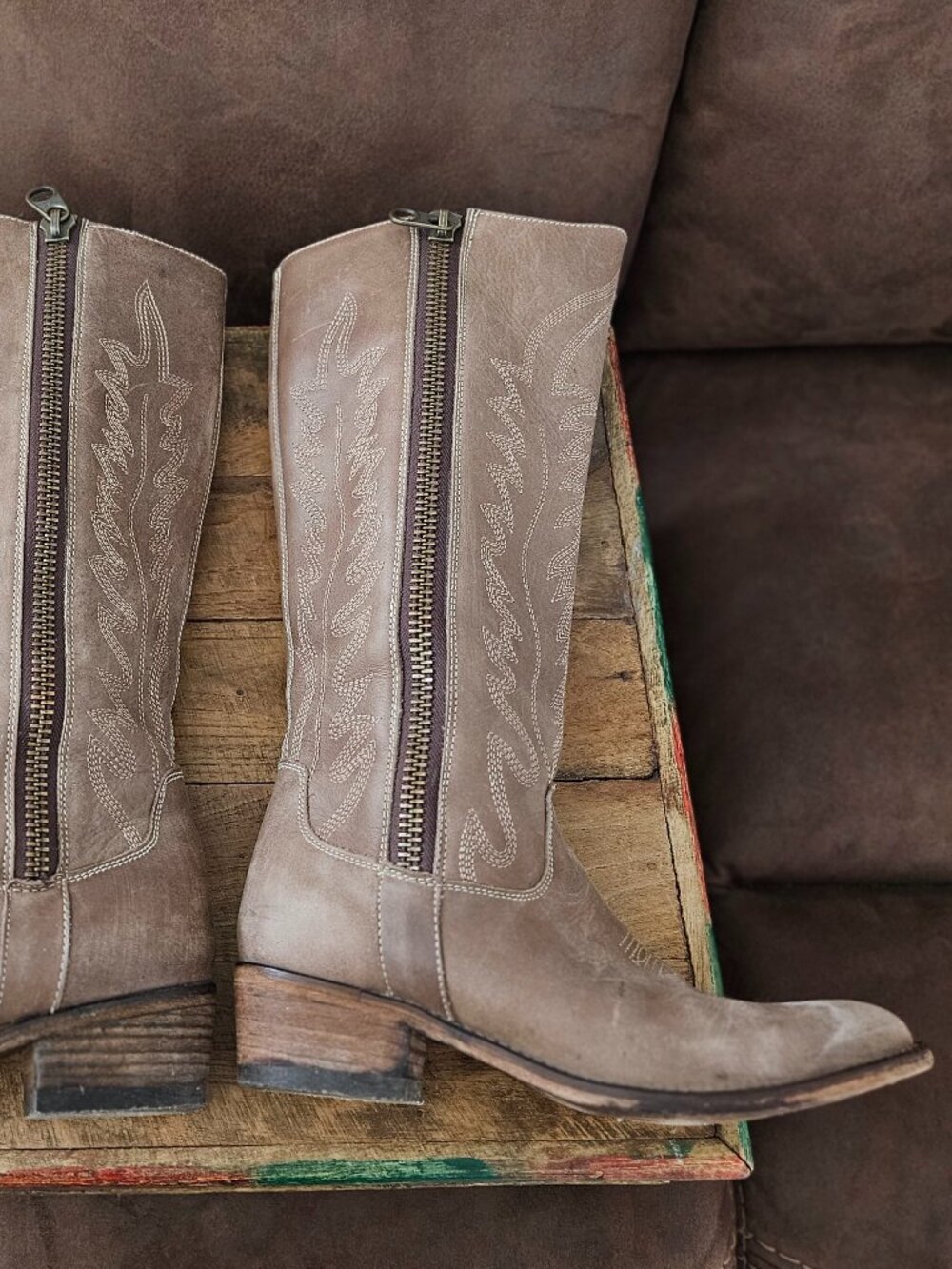 Steve Madden Graced Distressed Leather Western Knee-high Boots Brown 6M - Picture 12 of 16